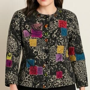 Vintage Size M Tapestry Embroidered Beaded Floral Jacket Art to Wear Patchwork